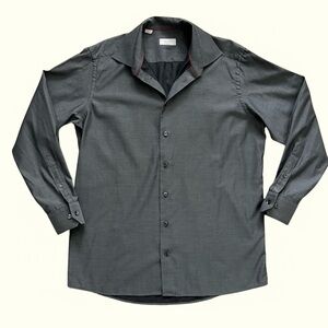 Eton Contemporary Fit Cotton Dress Shirt Men's Size 44, 17.5 Grey Button Up Down